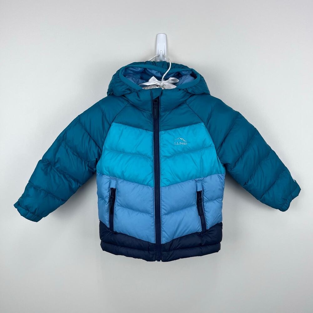 L.L. Bean Ultralight 650 Down Jacket Colorblock Blue Green 12-18 Months